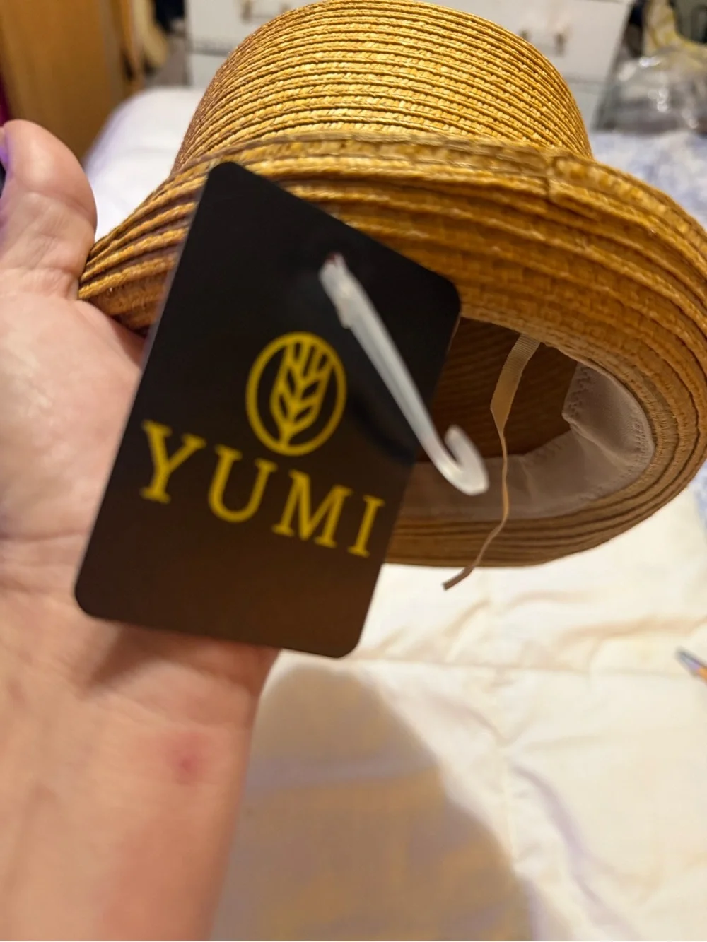 Men's  Straw Fedora Hat with Striped Band